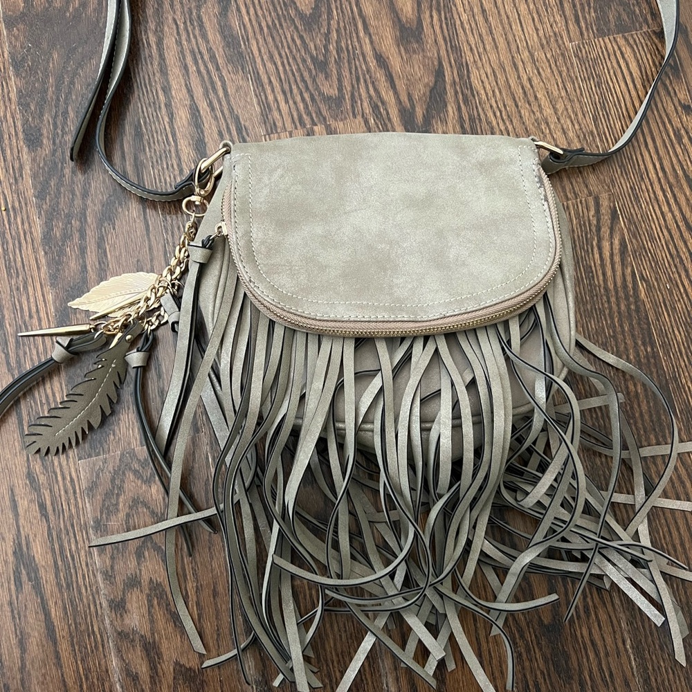 Western cowgirl Fringe Crossbody Bag - taupe